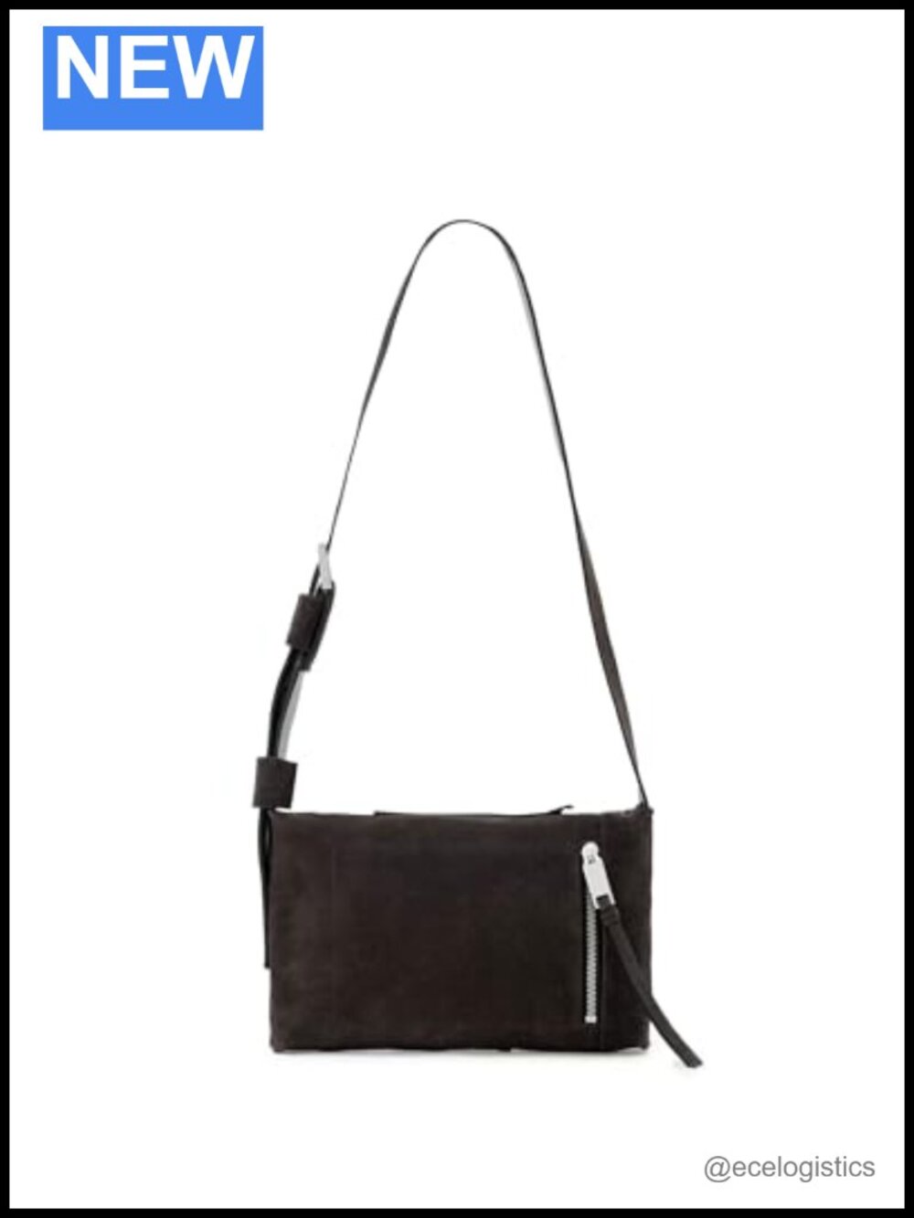 AllSaints Suede Zip Crossbody Bag Leather Shoulder Satchel